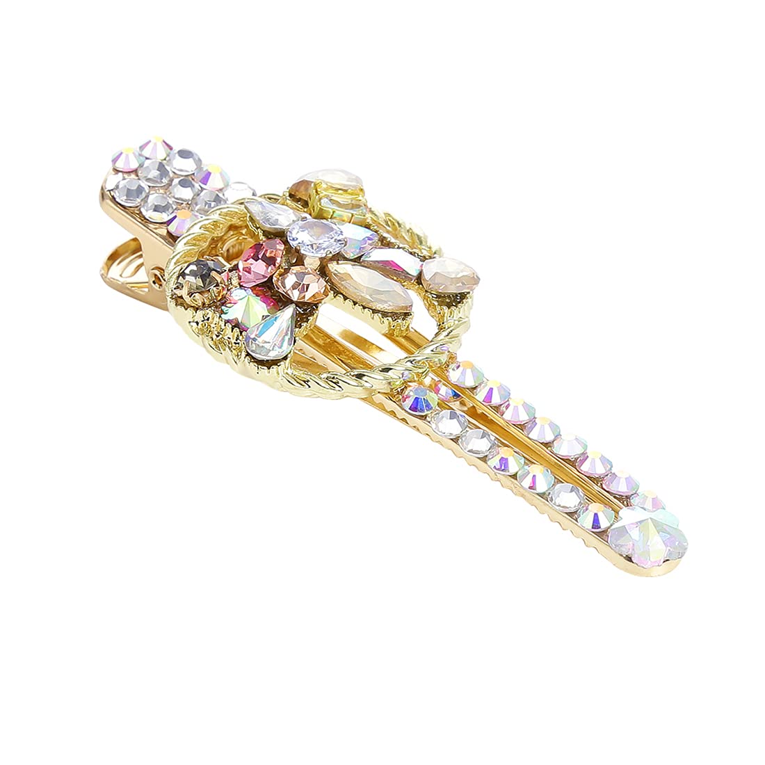 **Yellow Crystal Hair Clips for Women & Girls – Shiny Alligator Hair Clips with Multicolor Stones – Hair Accessories for Parties, Weddings, Daily Wear & Gifts**