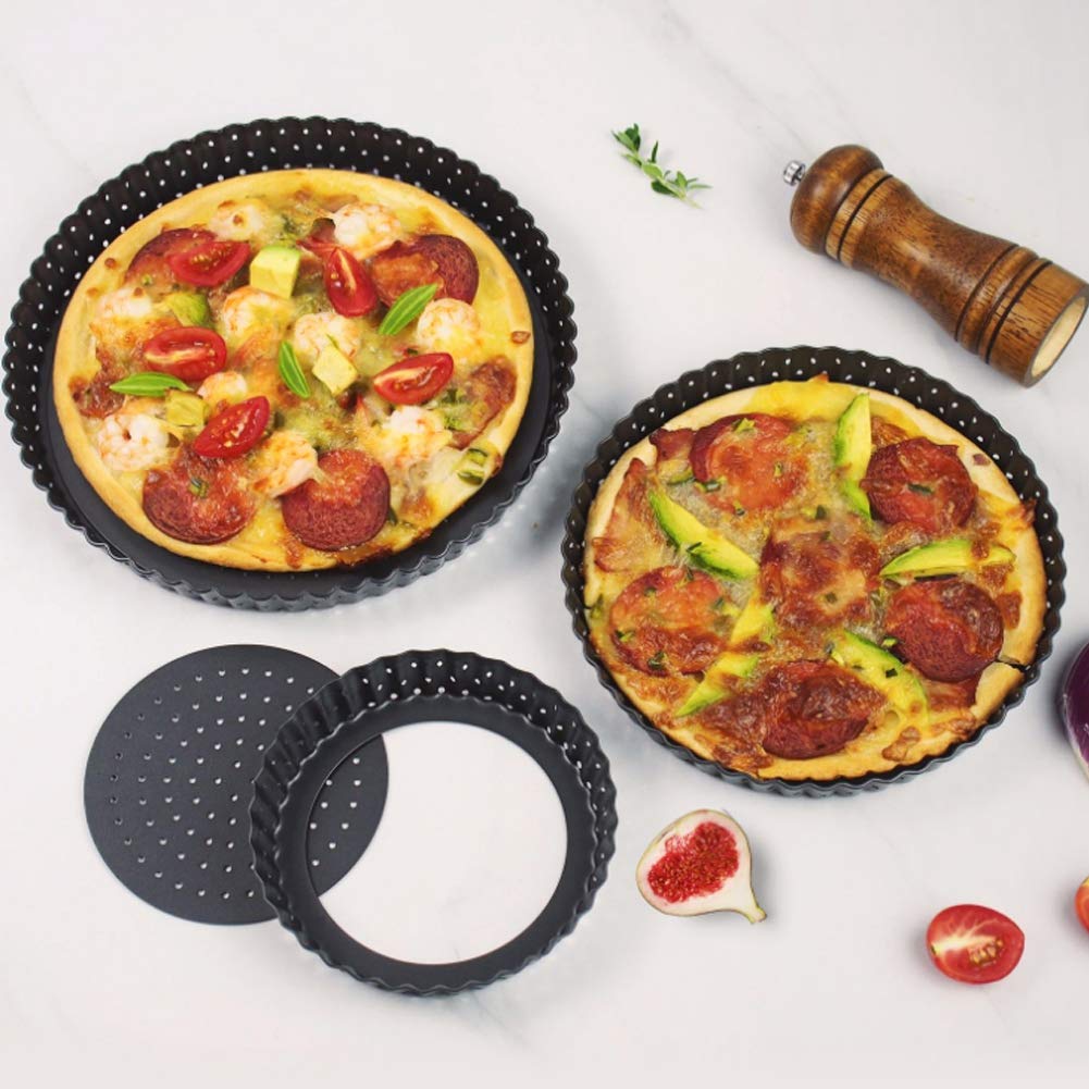 **Agatige 5-Inch Non-Stick Pizza Pan with Holes & Removable Bottom - Perfect for Baking Homemade Pizzas, Pies, and Desserts in Oven or Toaster Oven**
