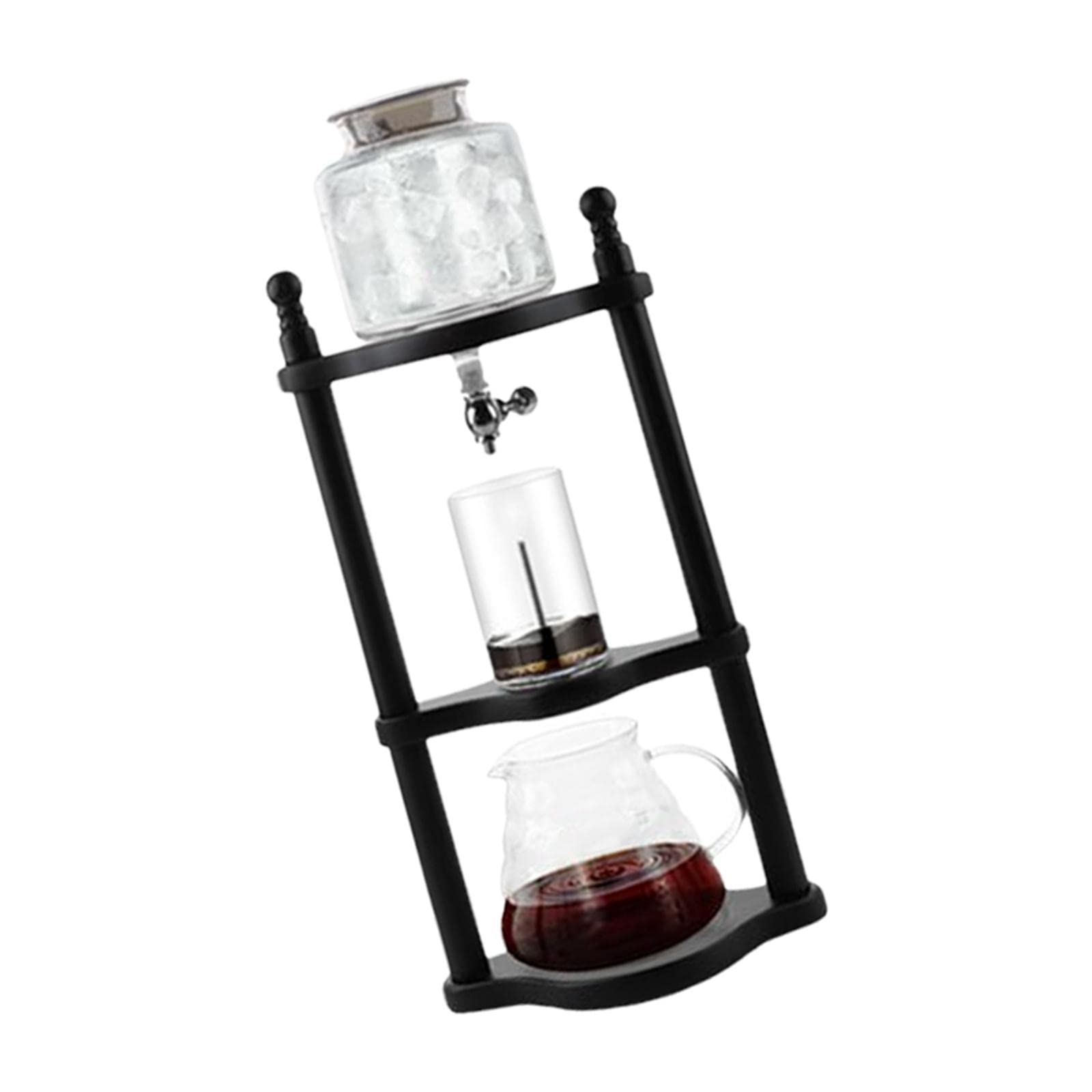 Premium Borosilicate Glass Cold Brew Coffee Maker - Iced Drip Coffee Machine for Smooth Brewing, Home Cafe & Bar Use, Beech Black - Perfect for Iced Coffee Lovers & Specialty Brewing Enthusiasts