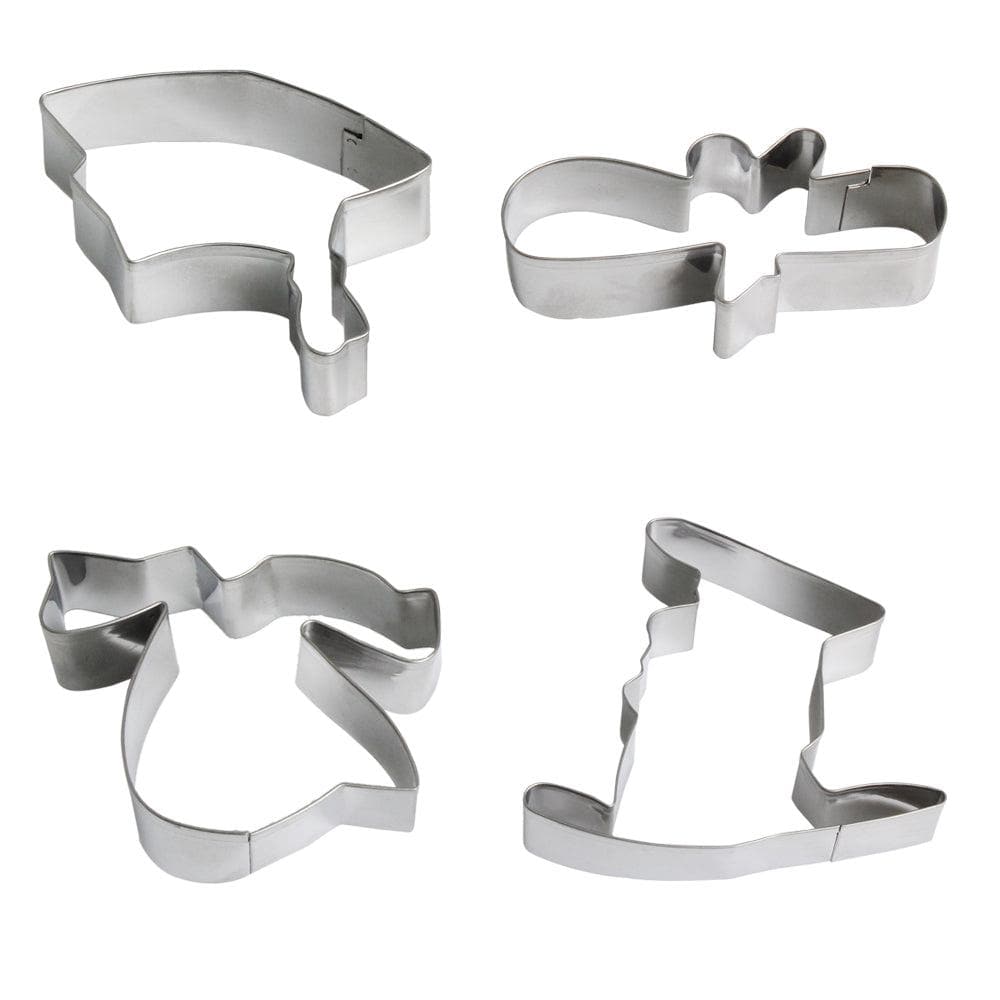 4-Piece Graduation Cap & Gown Cookie Cutter Set - Perfect for Graduation Party Decorations, Baking, and DIY Cookie Making