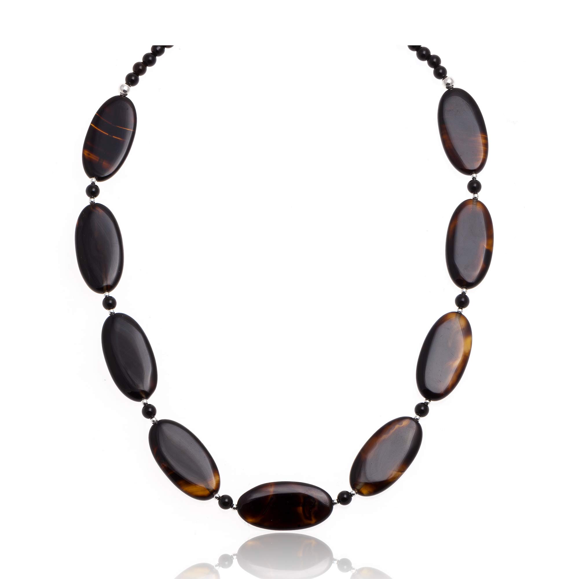 Certified Authentic Navajo Nickel Natural Black Onyx Native American Necklace - Handcrafted Sterling Silver Jewelry for Women, Spiritual Protection & Boho Style - Perfect for Gift Giving, Ceremonial Wear & Everyday Fashion