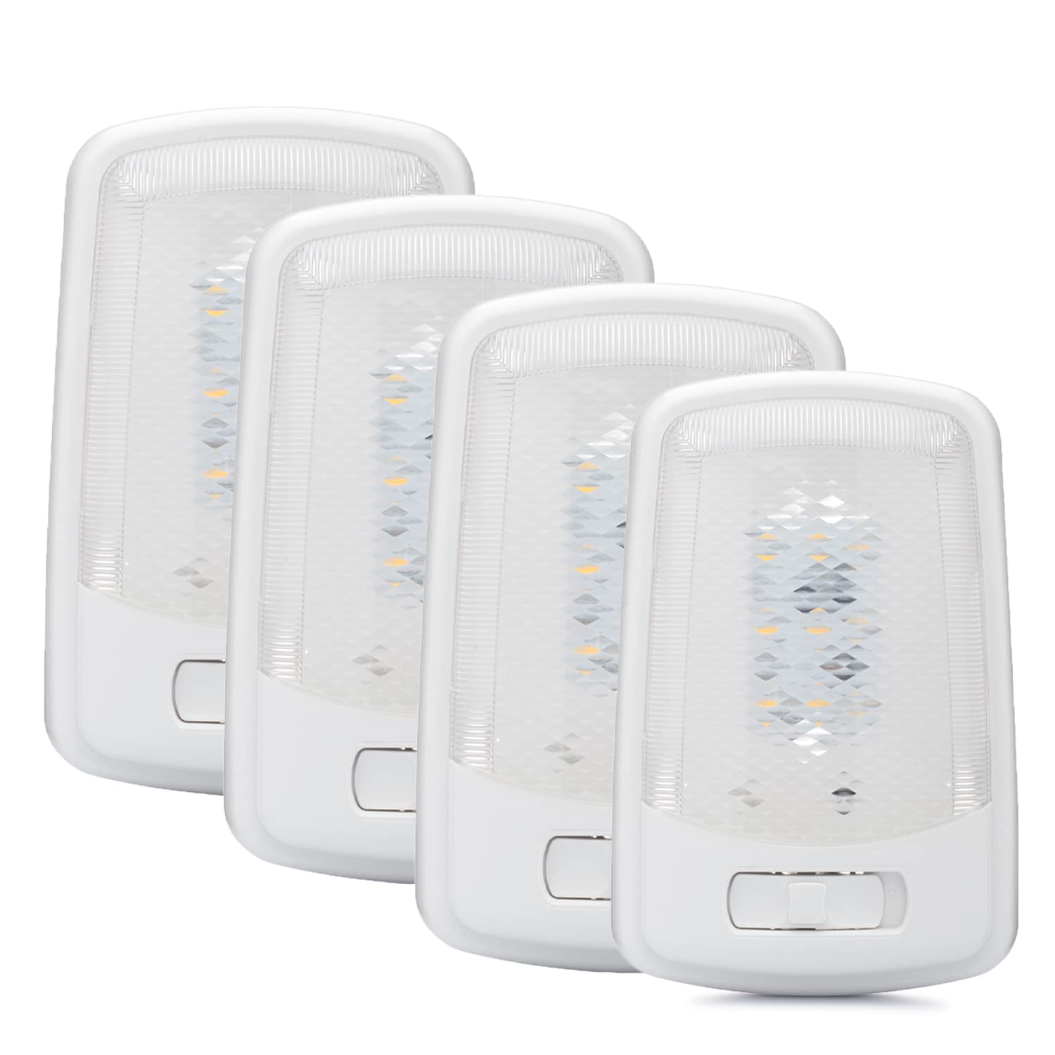 Lumitronics RV LED Interior Lights - 12V Camper Ceiling Light Fixture with Switch & Removable Lens (4-Pack) - Perfect for RV, Camper, Van, and Boat Lighting Upgrades