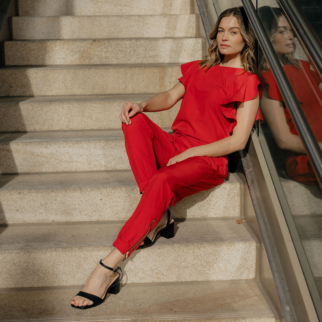 Crimson Jumpsuit for Women - Stylish & Comfortable One-Piece Outfit for Work, Casual Wear & Evening Events