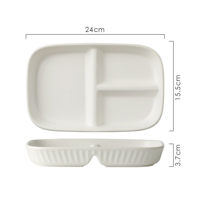 Kalours Rectangle Plate with Partition - 50% Off Clearance Sale | Durable Divided Serving Dish for Meals, Snacks & Entertaining