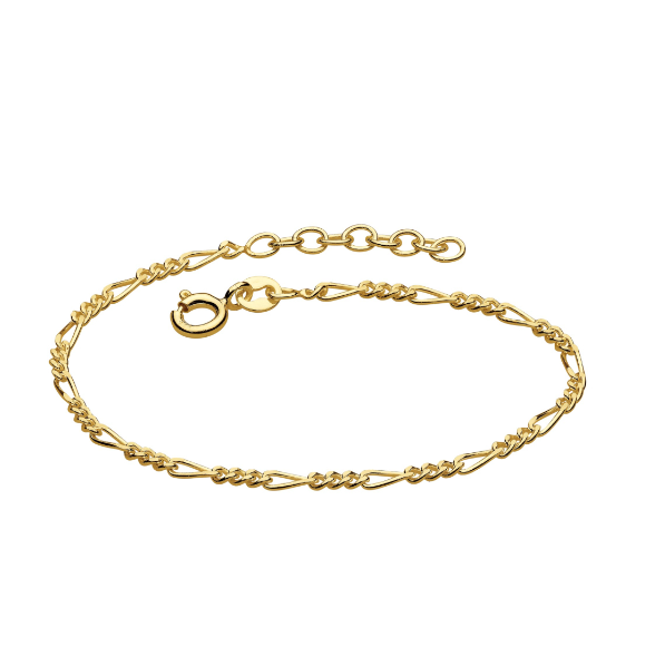 14K Gold Plated Figaro Chain Bracelet for Women - 7 Inch Adjustable Silver Jewelry Gift for Her - Perfect for Casual, Office & Special Occasions