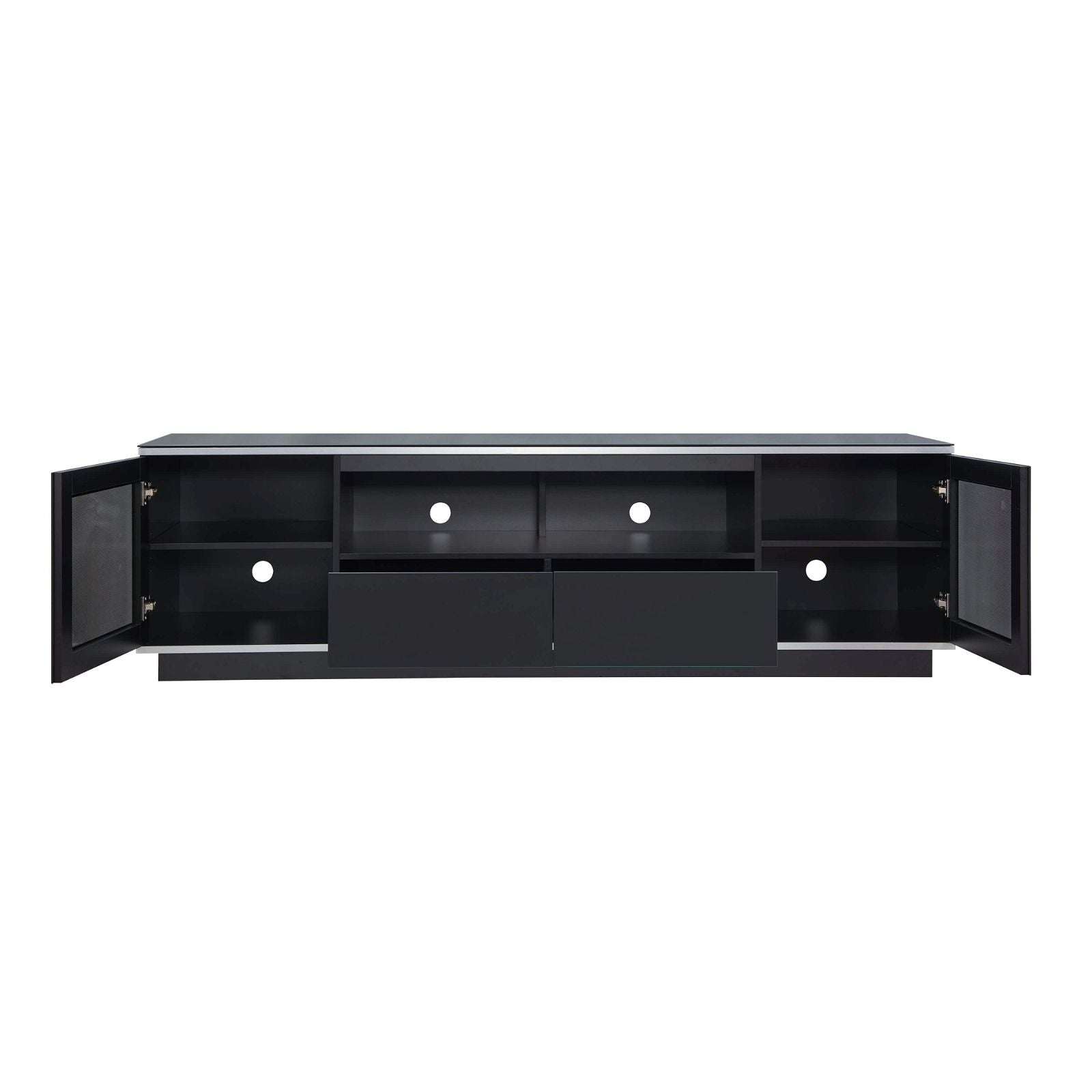 TAURIS™ TITAN 2100 Modern TV Stand with Storage - Black Entertainment Center for Living Room, Bedroom & Home Theater Setup