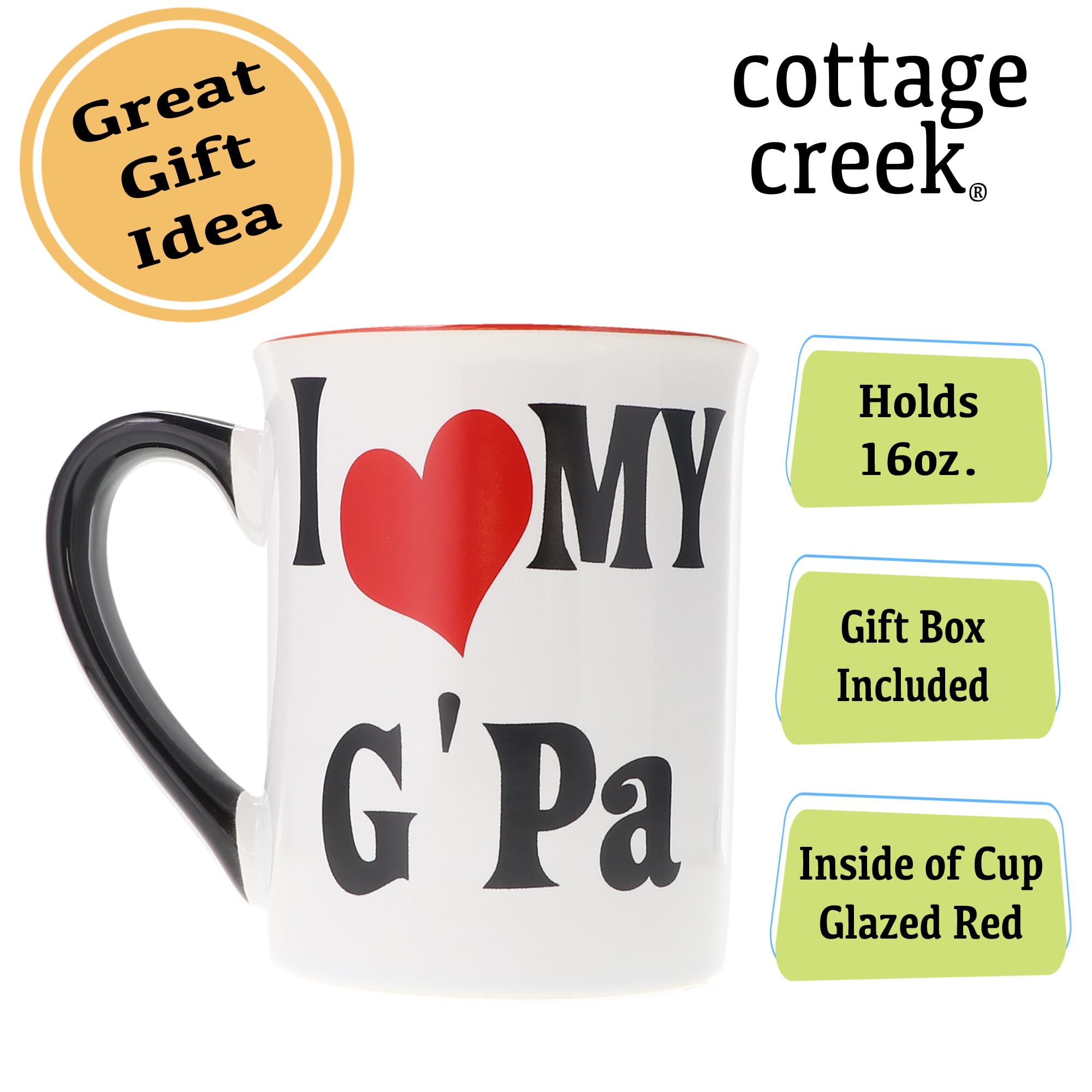 16oz Ceramic Grandpa Coffee Mug - Best Gift for Dad & Grandfather - Unique Christmas & Birthday Present for Men - Perfect for Home, Office & Coffee Table Decor - Great for Morning Coffee & Relaxation Moments