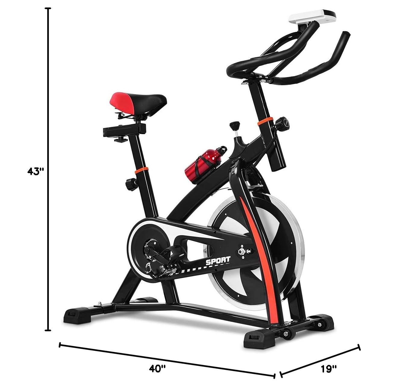 Best Indoor Cycling Bike for Home Workouts - Stationary Exercise Bike with LCD Display, Comfortable Seat Cushion & Water Bottle Holder - Perfect for Cardio Training, Weight Loss & Home Gym Fitness (Black)