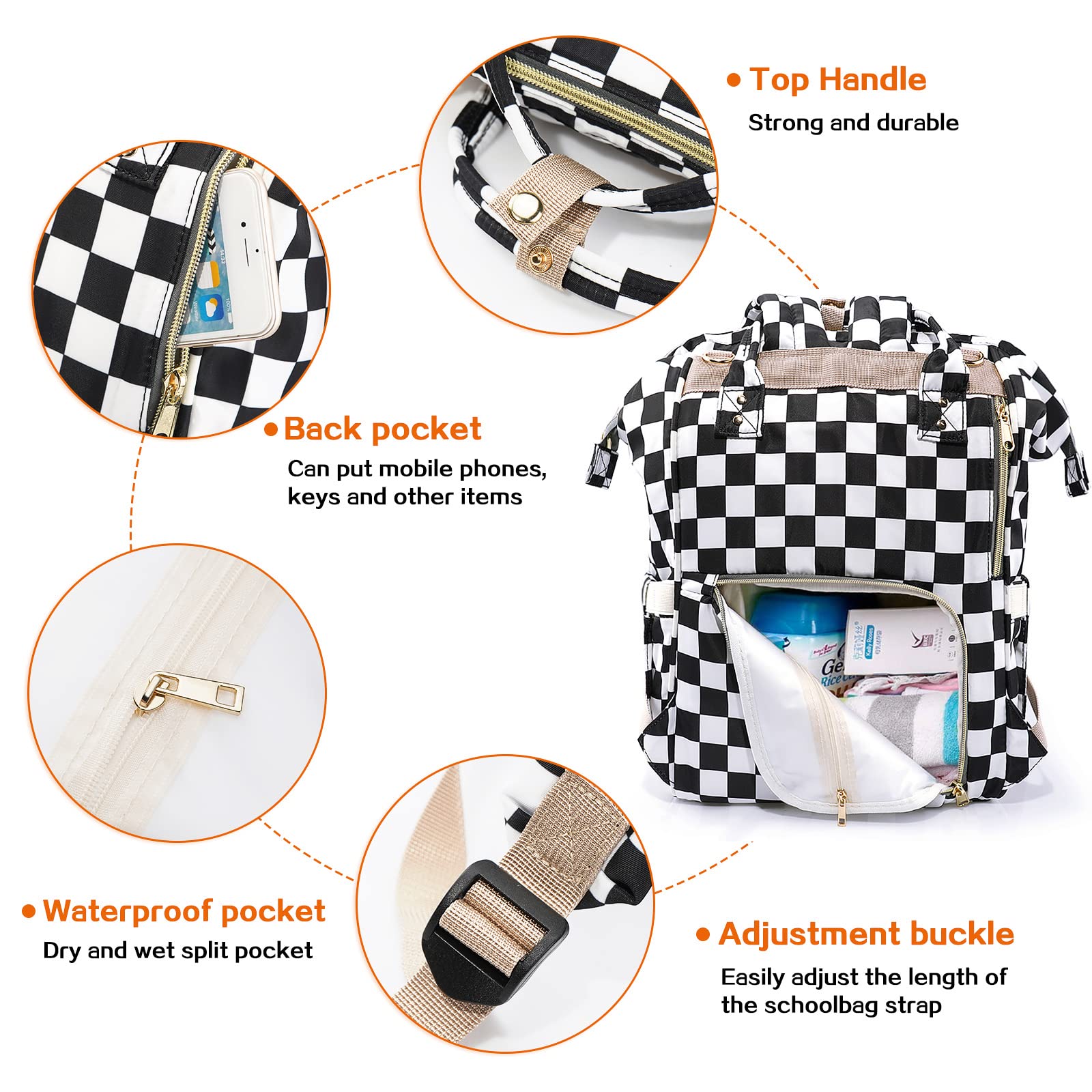 3 in 1 Waterproof Diaper Bag Backpack - Multifunctional Baby Bag with Changing Pad & Stroller Straps | Perfect for Travel, Daycare & On-the-Go Parents