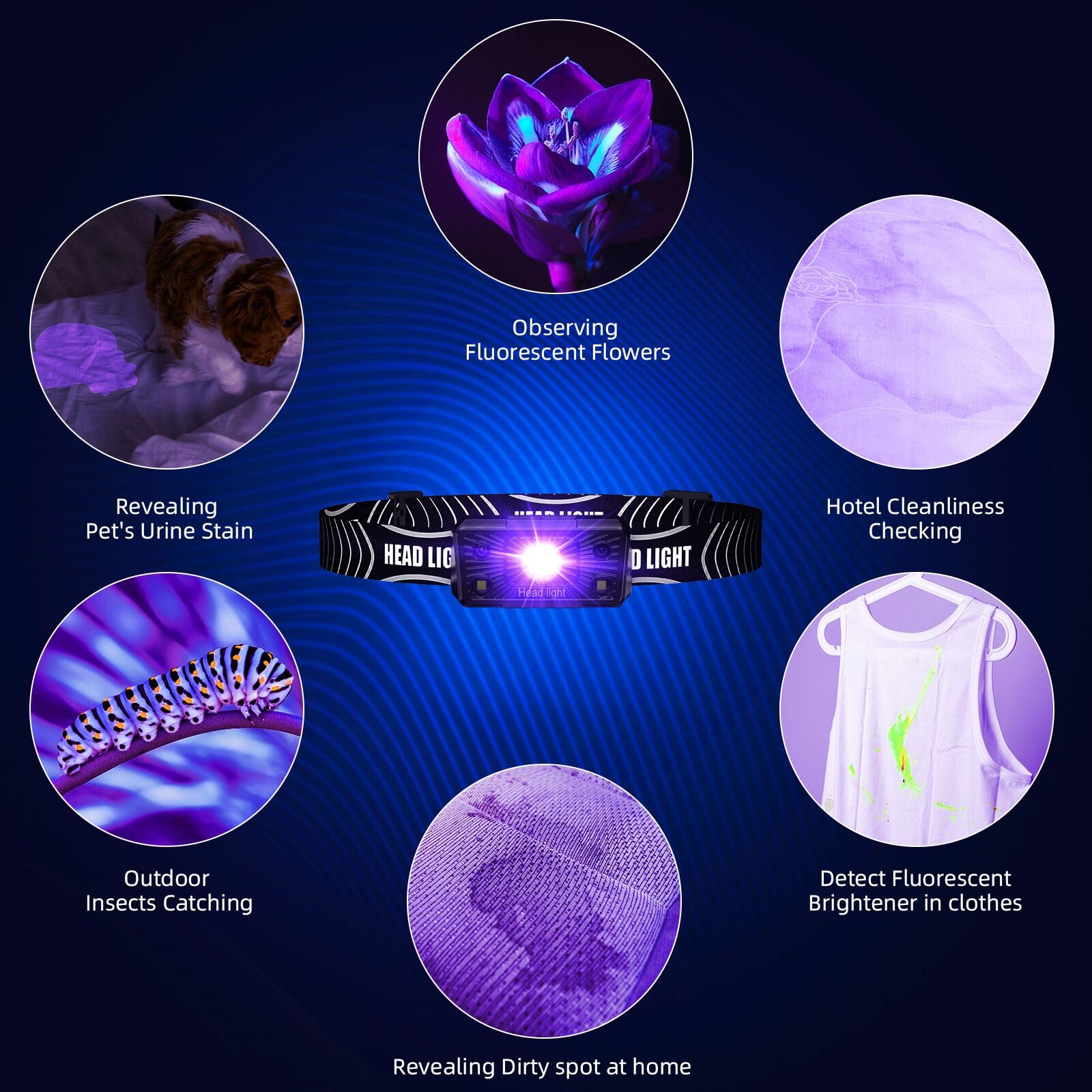 COSOOS 2 Mini UV Headlamp - Rechargeable 395nm Blacklight for Pet Urine, Bed Bugs & Scorpions Detection