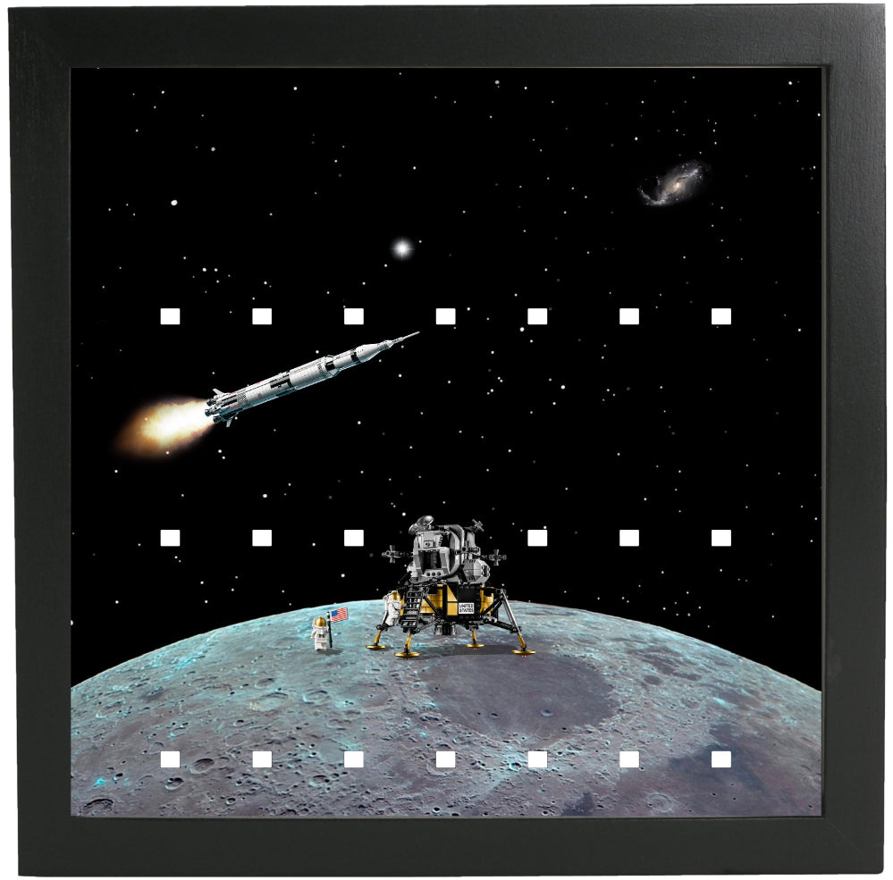 Lego Space Minifigure Moon Frame Display Stand - Perfect for Showcasing Astronaut Minifigs in Space-Themed Lego Displays