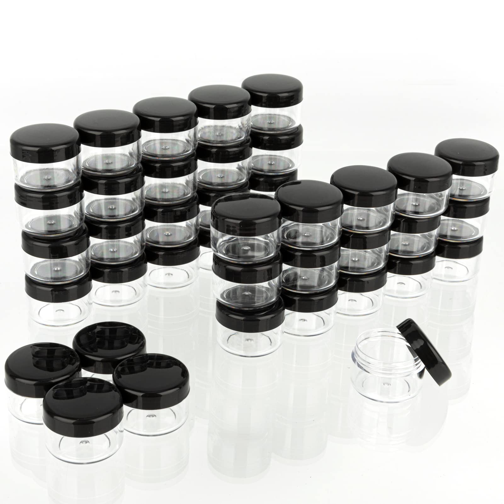 ZEJIA 200PCS 5 Gram Empty Plastic Travel Cosmetic Containers with Lids & Labels - Mini Makeup Sample Jars for DIY Beauty Products, Travel Toiletries & Skincare Storage - Perfect for Travel, Salon Use & Home Organization