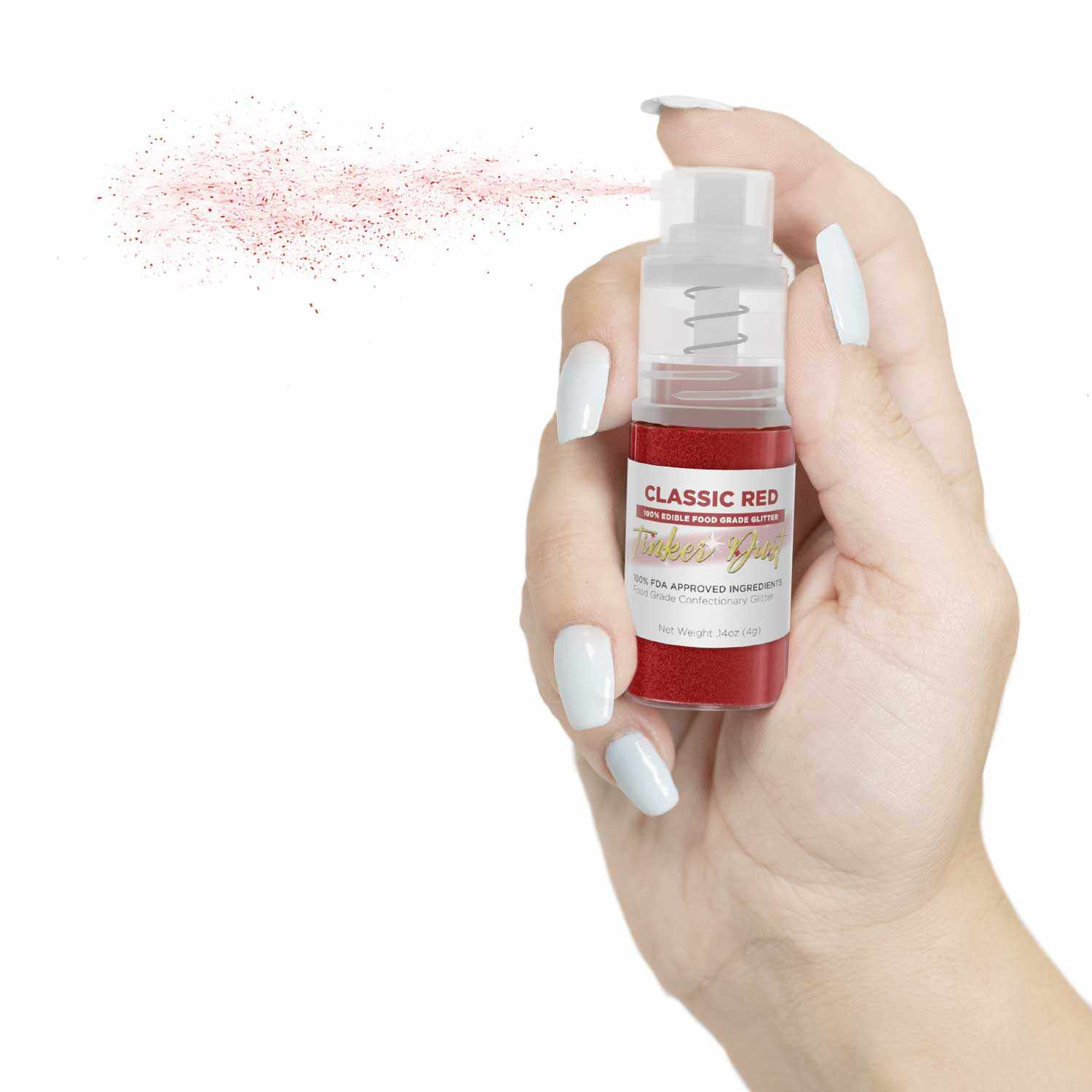 Classic Red Edible Glitter Spray 4g Pump | Tinker Dust® - Perfect for Cake Decorating, Cupcakes & DIY Food Art