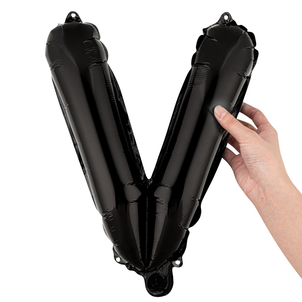 Balloonify Black Mylar Letter V Balloon - 16 Inch Large Foil Alphabet Balloon for Birthday Party Decorations, Baby Showers & Graduation Celebrations (1 Count)