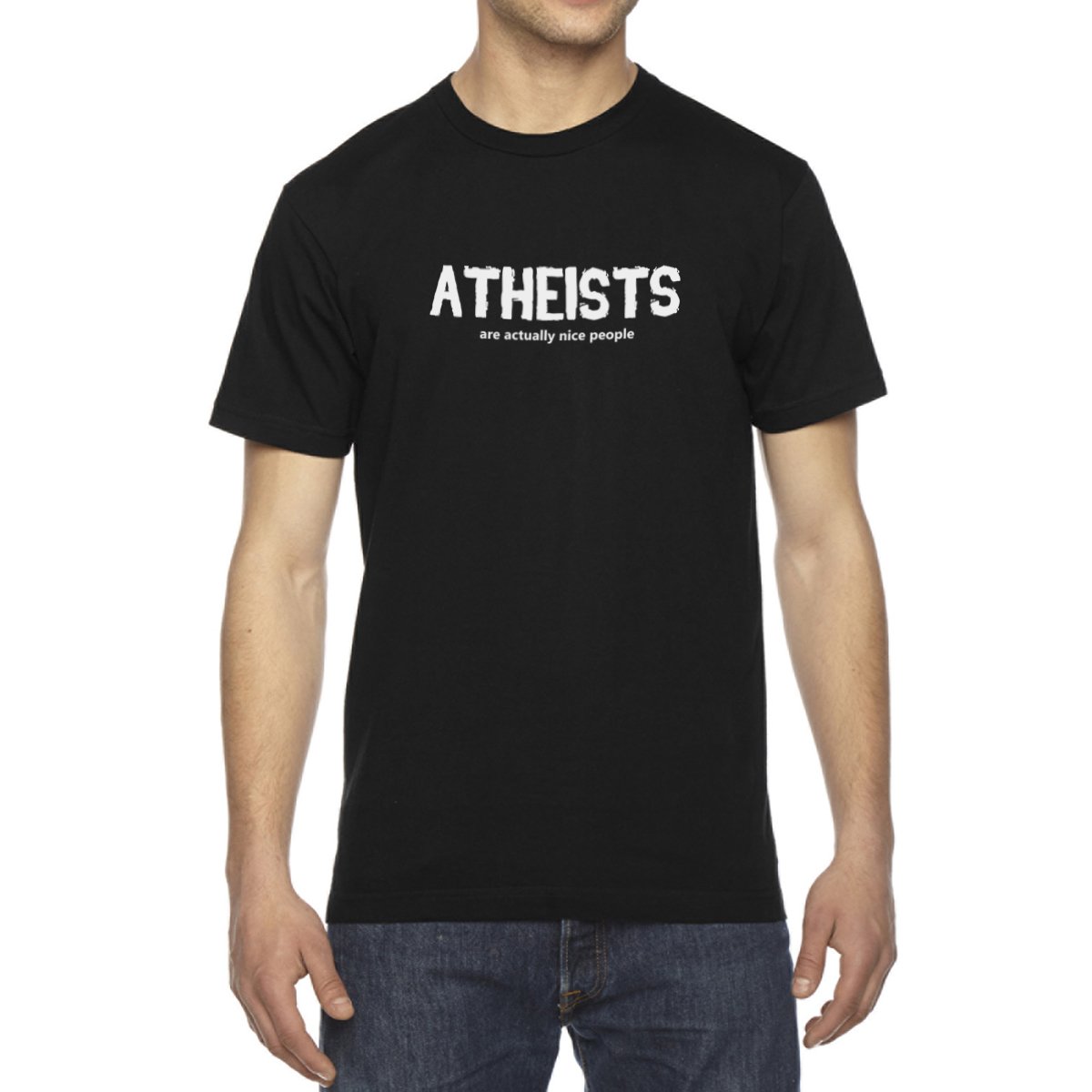 Atheists Are Actually Nice People Men's Cotton Crew Neck T-Shirt - Soft Casual Tee for Everyday Wear, Atheist Pride, and Secular Events