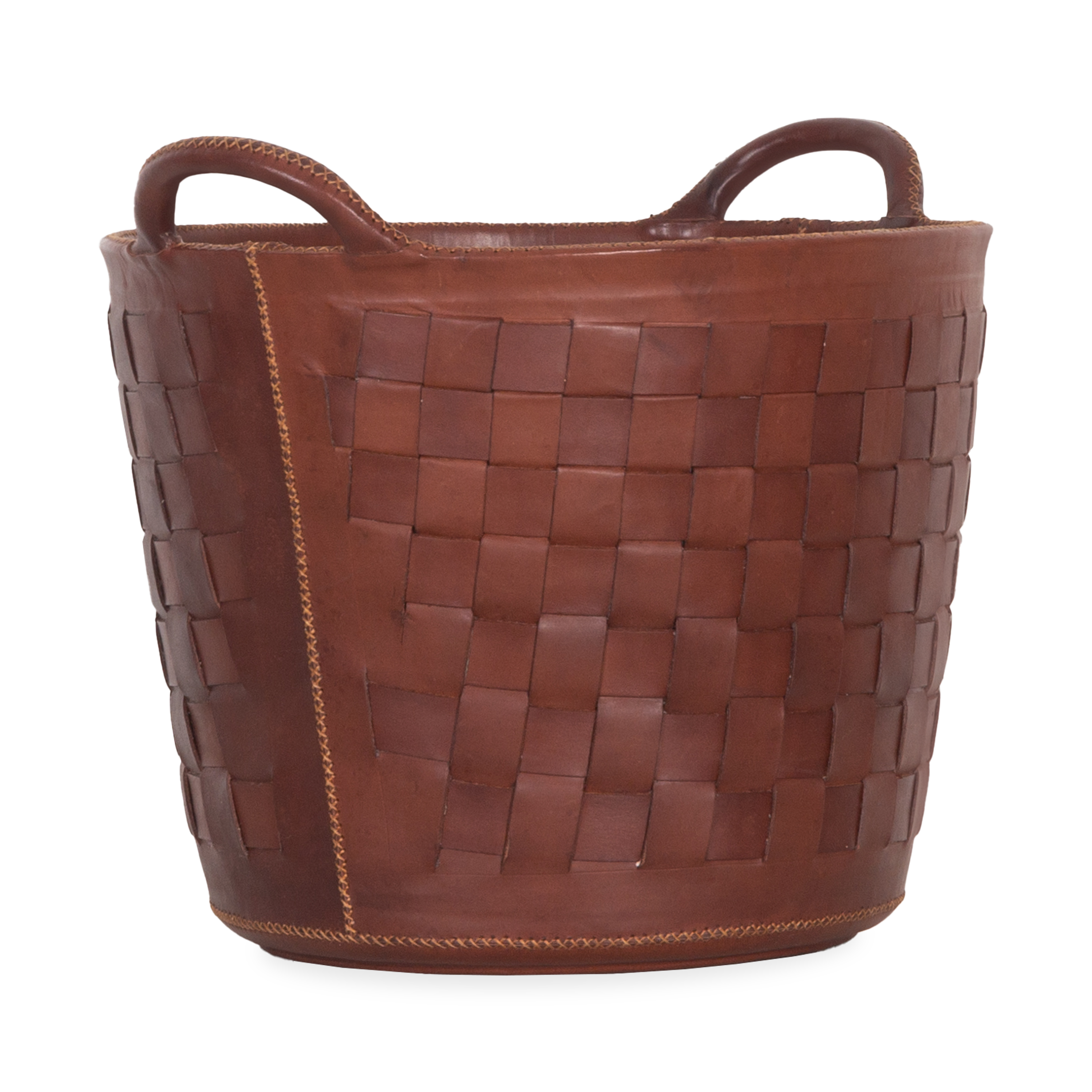 Handwoven Leather Storage Basket - Natural Braided Design for Home Decor, Organizing Blankets, Toys & More | Perfect for Living Room, Bedroom & Nursery