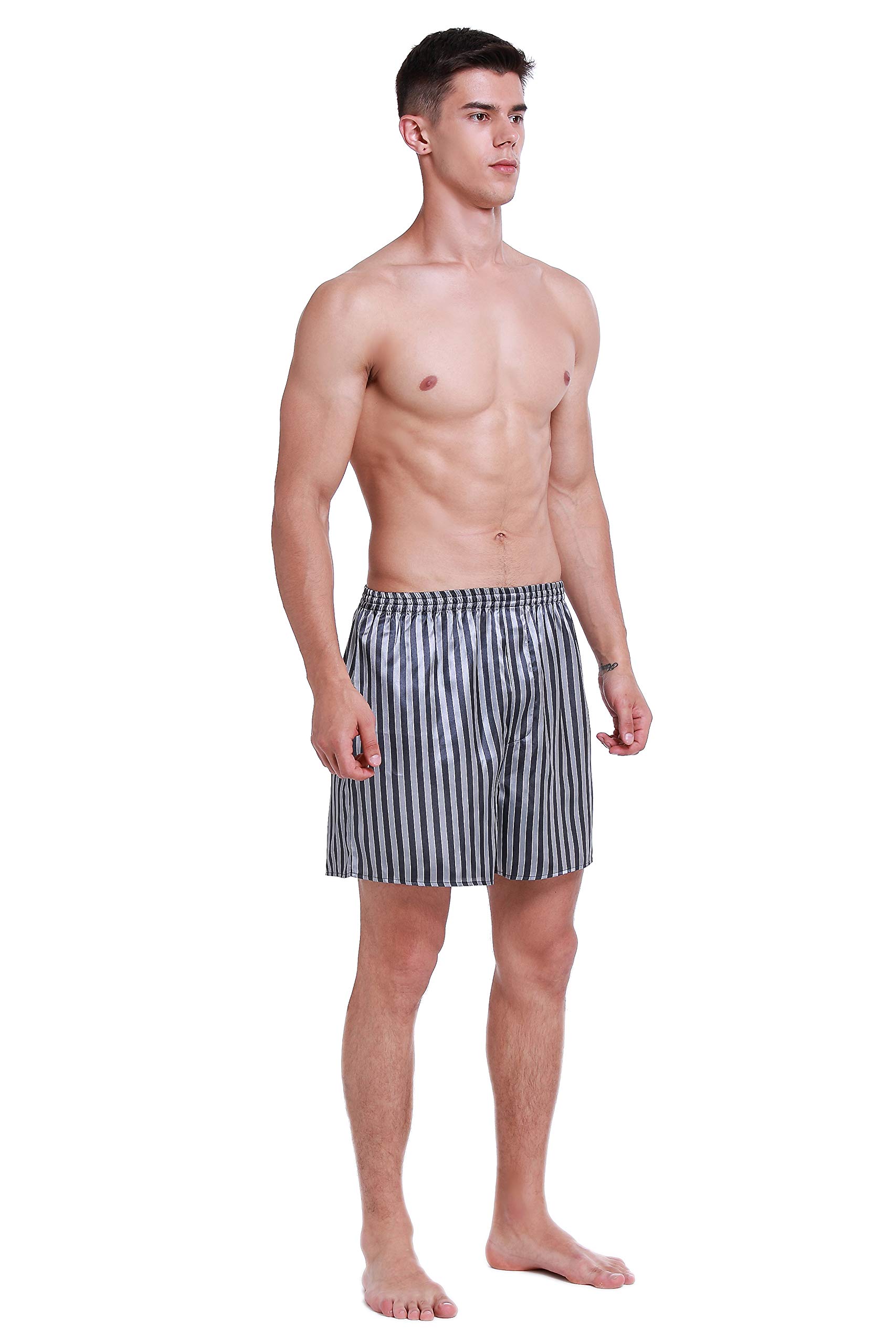 Premium Lavender Satin Boxer Shorts for Men - Soft Silk Pajama Shorts for Sleep & Lounge - Comfortable & Breathable Underwear for Home & Travel