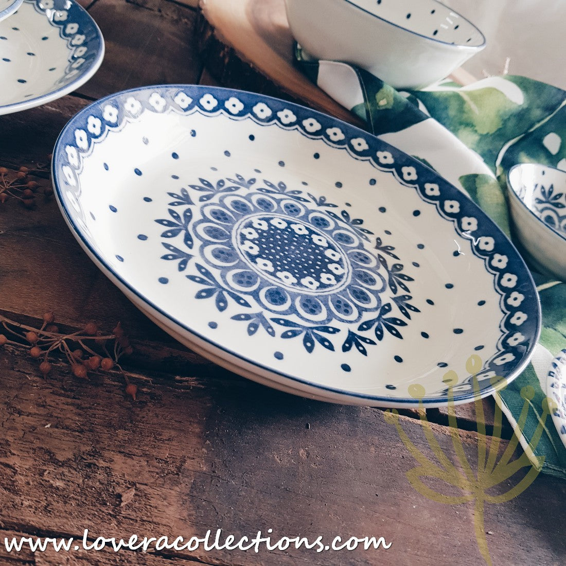 Awasaka Japan Blue and White Polka Dot Dessert Plates Set - 3 Piece Ceramic Bowls for Desserts, Snacks, Condiments | Elegant Tea Party, Japanese Dining, Home Decor
