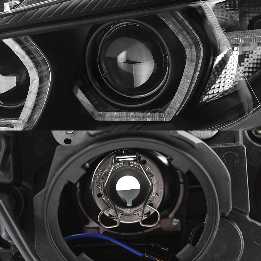 AKKON LED Projector Headlights for BMW F30 3-Series Sedan (2012-2018) - Black Bezel Dual U-Halo Ring Replacement Headlights - Upgrade Your Night Driving Experience
