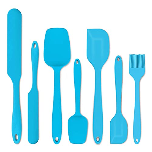 7-Piece Silicone Spatula Set for Baking - Heat-Resistant Kitchen Utensils with Oil Brush - Non-Stick Cooking Tools for Cakes, Cookies & Desserts (Blue) - Perfect for Home Bakers & Professional Chefs