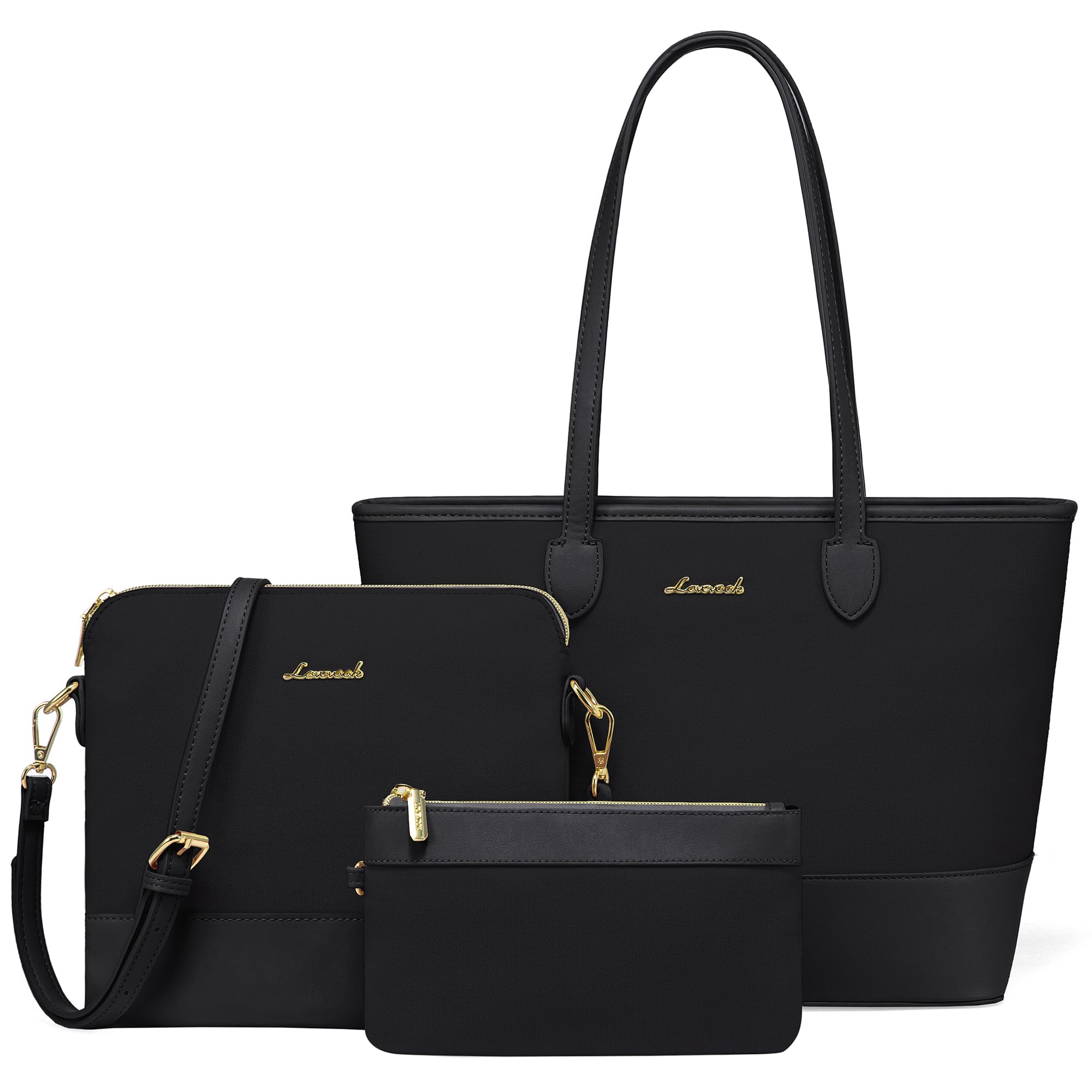 LOVEVOOK Women's 3-Piece Canvas Purse and Wallet Set - Stylish Tote Satchel & Shoulder Bag for Everyday Use, Work, and Travel | Perfect Gift for Her