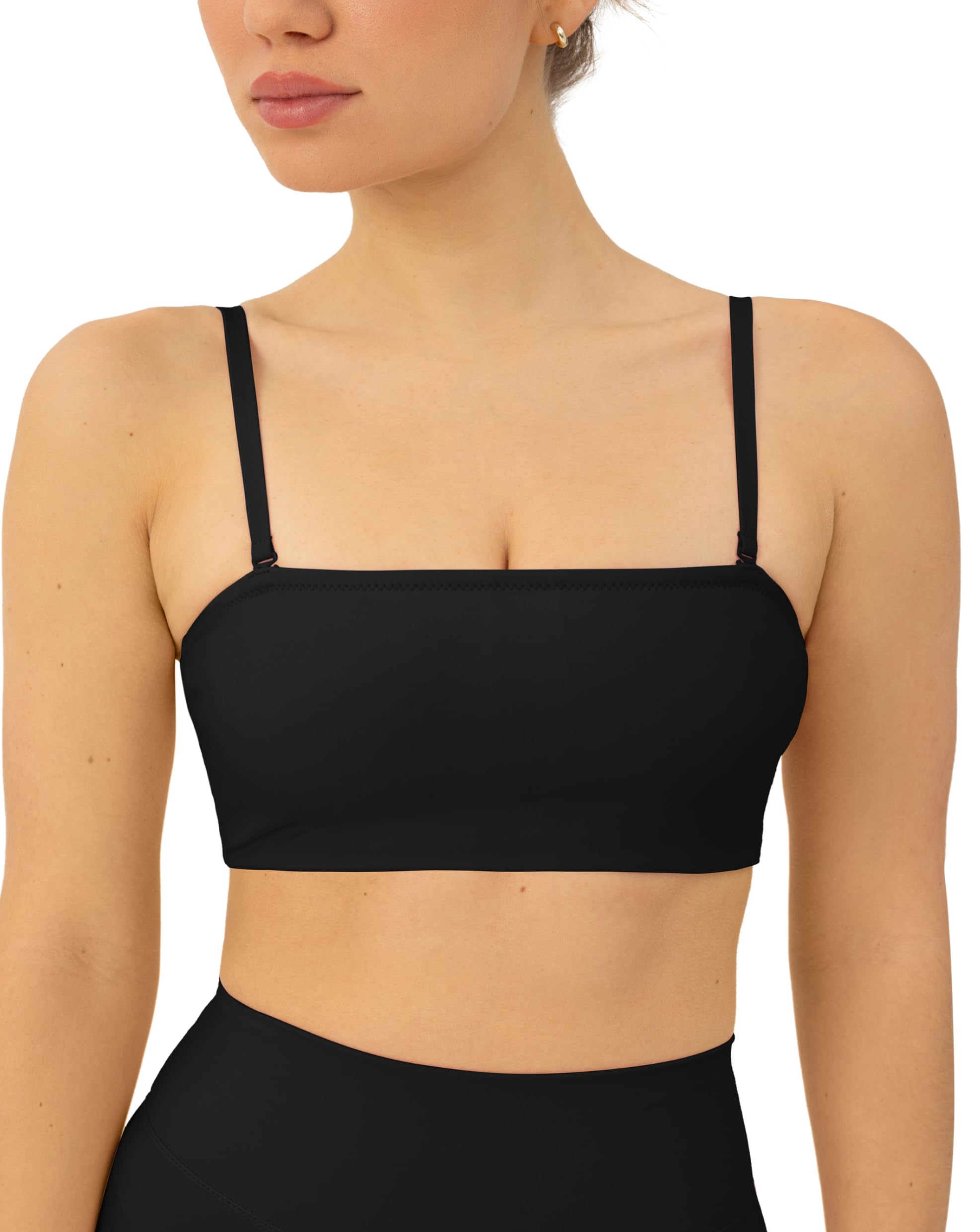 Women's Sports Bandeau Bra - Padded Low Support Yoga Workout Top with Convertible Straps | FlexFlow Technology | Perfect for Yoga, Pilates & Gym Training