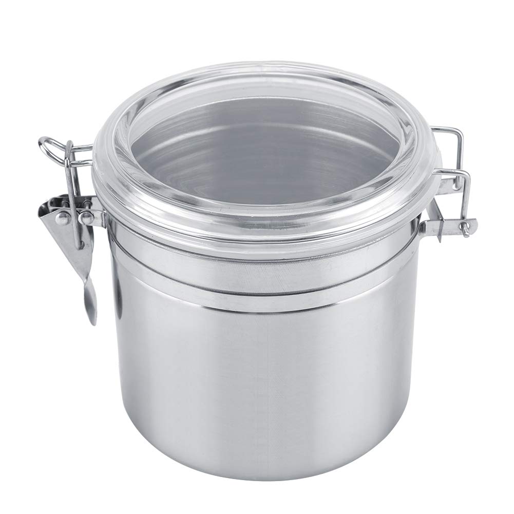 Stainless Steel Airtight Coffee Canister with Acrylic Lid - 37 oz Food Storage Container for Coffee, Tea, Flour, Sugar - Perfect for Kitchen Pantry Organization & Freshness Preservation