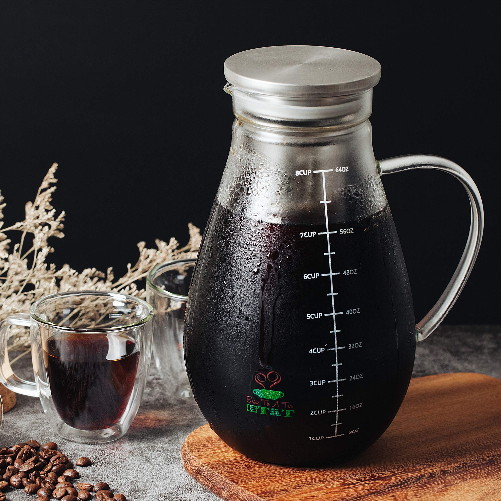 Cold Brew Coffee Maker 2L - Iced Coffee & Tea Pitcher for Home & Office