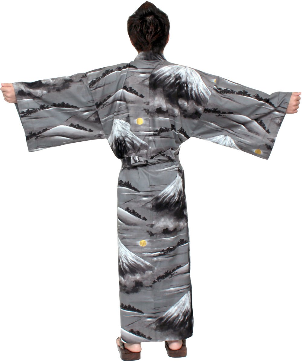 Japanese Men's Kimono Yukata Long Robe - 100% Cotton Samurai Robe (Large Size 60