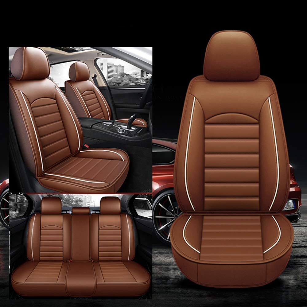 Premium FHJBP Car Seat Covers Full Set - Front & Rear Universal Fit Auto Cushion Protectors (Coffee Brown) | Comfort & Style for Sedans, SUVs, Trucks