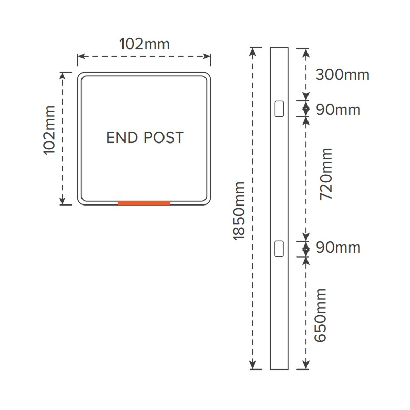Durable PVC Fence End Post 102 x 102 x 1900mm (4x4 Inches) - 7 Year Warranty - Perfect for Garden Fencing, Deck Railings & Outdoor Privacy Screens