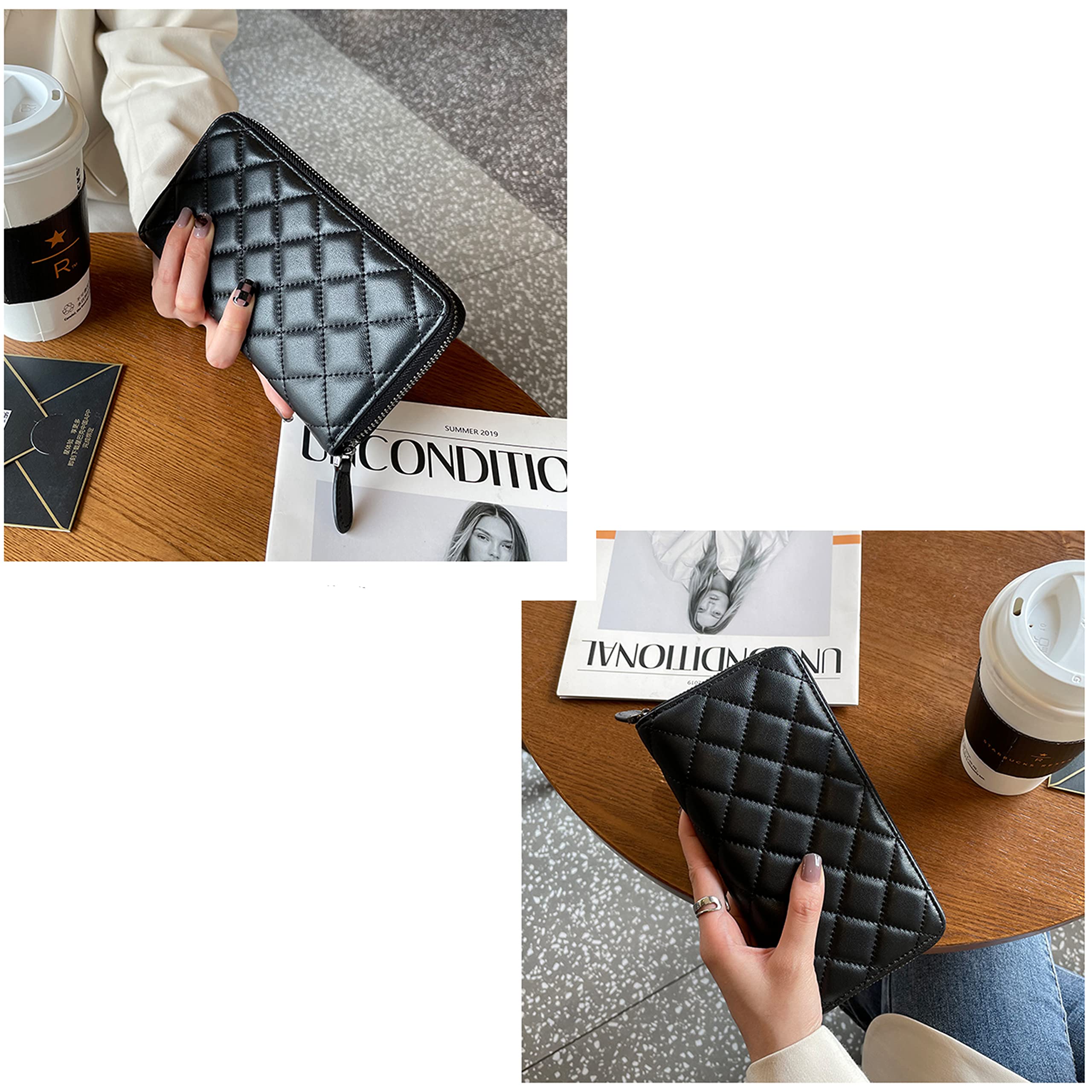 DORIS&JACKY RFID Leather Wallet for Women - Travel Wristlet Bag with Zipper (Large Capacity for Daily Use & Shopping)