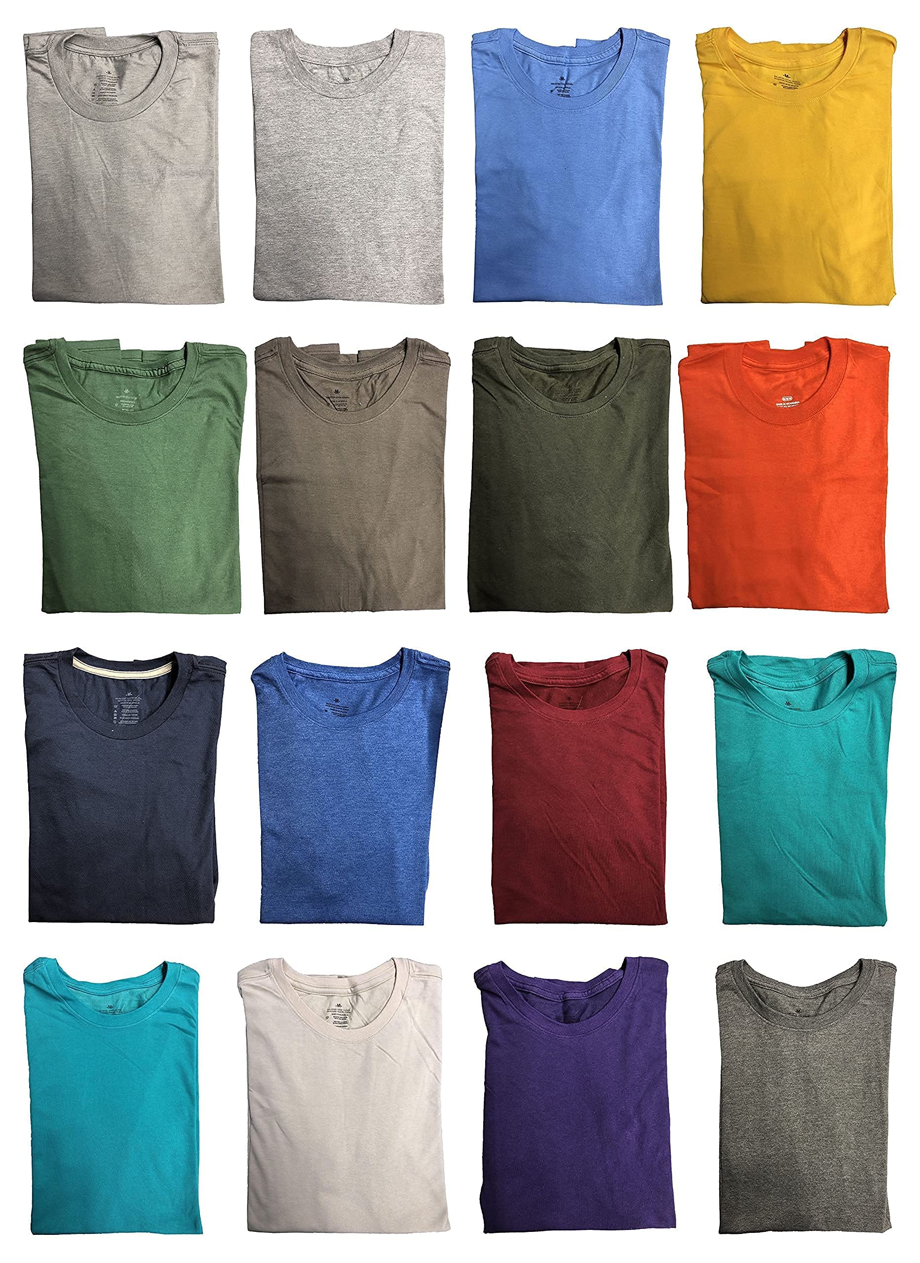 Bulk Pack Men's Cotton Crew Neck Short Sleeve T-Shirts - Assorted Colors | Comfortable Casual Wear for Everyday, Gym & Workout