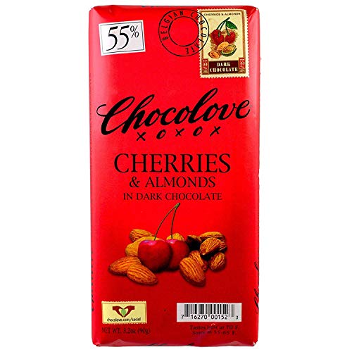 Chocolove Dark Chocolate Covered Cherries Bar - 12 Pack (3.2 Oz Each) | Gourmet Chocolate Gift for Valentine's Day & Holiday Parties