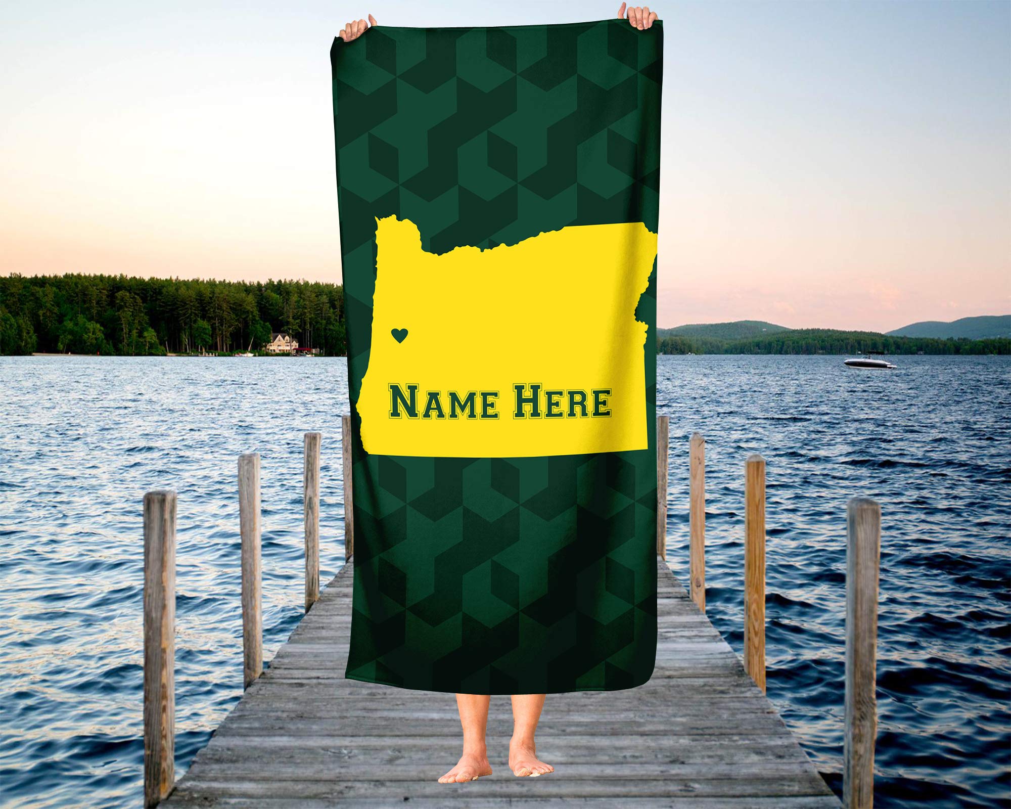 Custom State Pride Beach & Bath Towel - Personalized Oregon Eugene Design for Adults & Kids - Perfect for College Football, Basketball Fans - Great for Beach, Pool, Gym & Home Decor