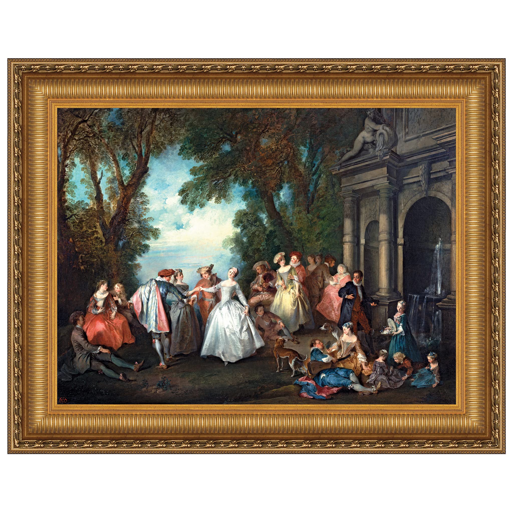 Design Toscano Dance Before a Fountain, 1724 - Premium Canvas Art Reproduction - Medium Size Wall Decor for Living Room, Bedroom & Office
