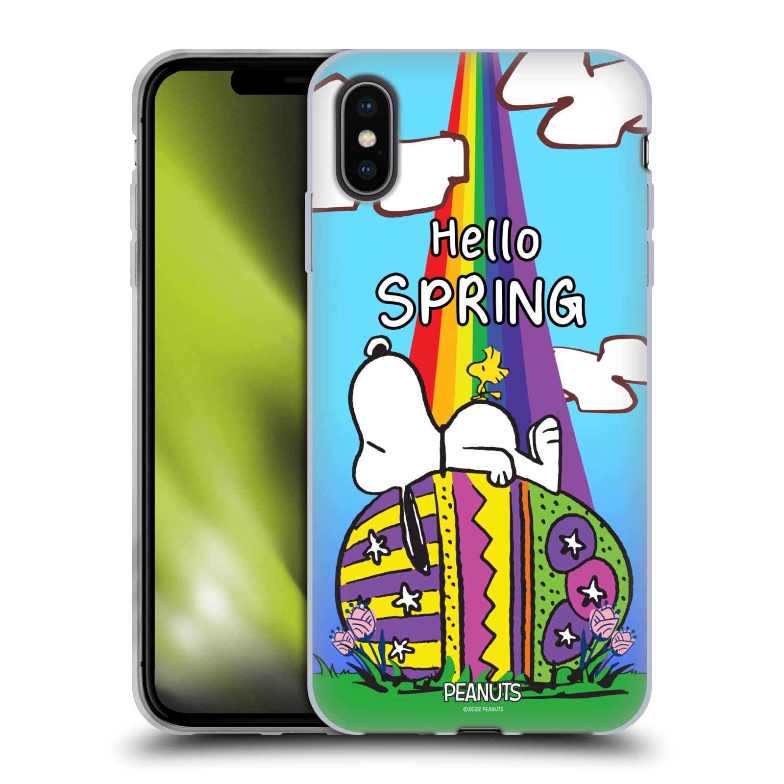 Officially Licensed Peanuts Rainbow Easter Spring Soft Gel Case Compatible with Apple iPhone Xs Max - Cute Cartoon Phone Cover for Spring Festival, Easter Gifts & Daily Use