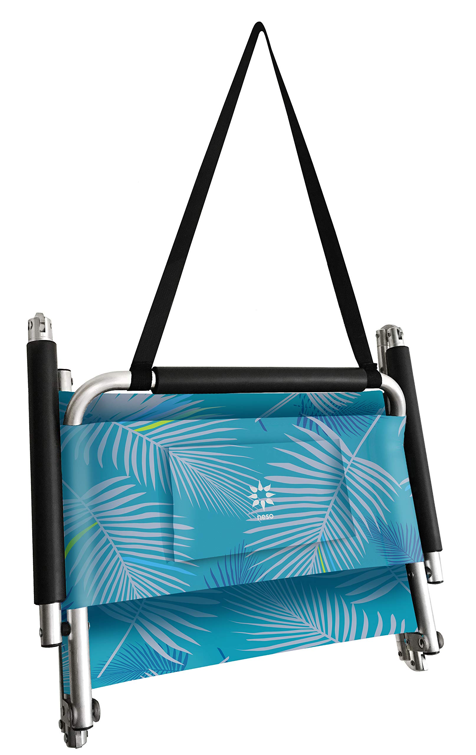 2 Pack Lightweight Water-Resistant Beach Chairs with Shoulder Strap & Slip Pocket - Portable Foldable Design (Aqua Fronds) for Beach, Camping, Picnics & Outdoor Adventures
