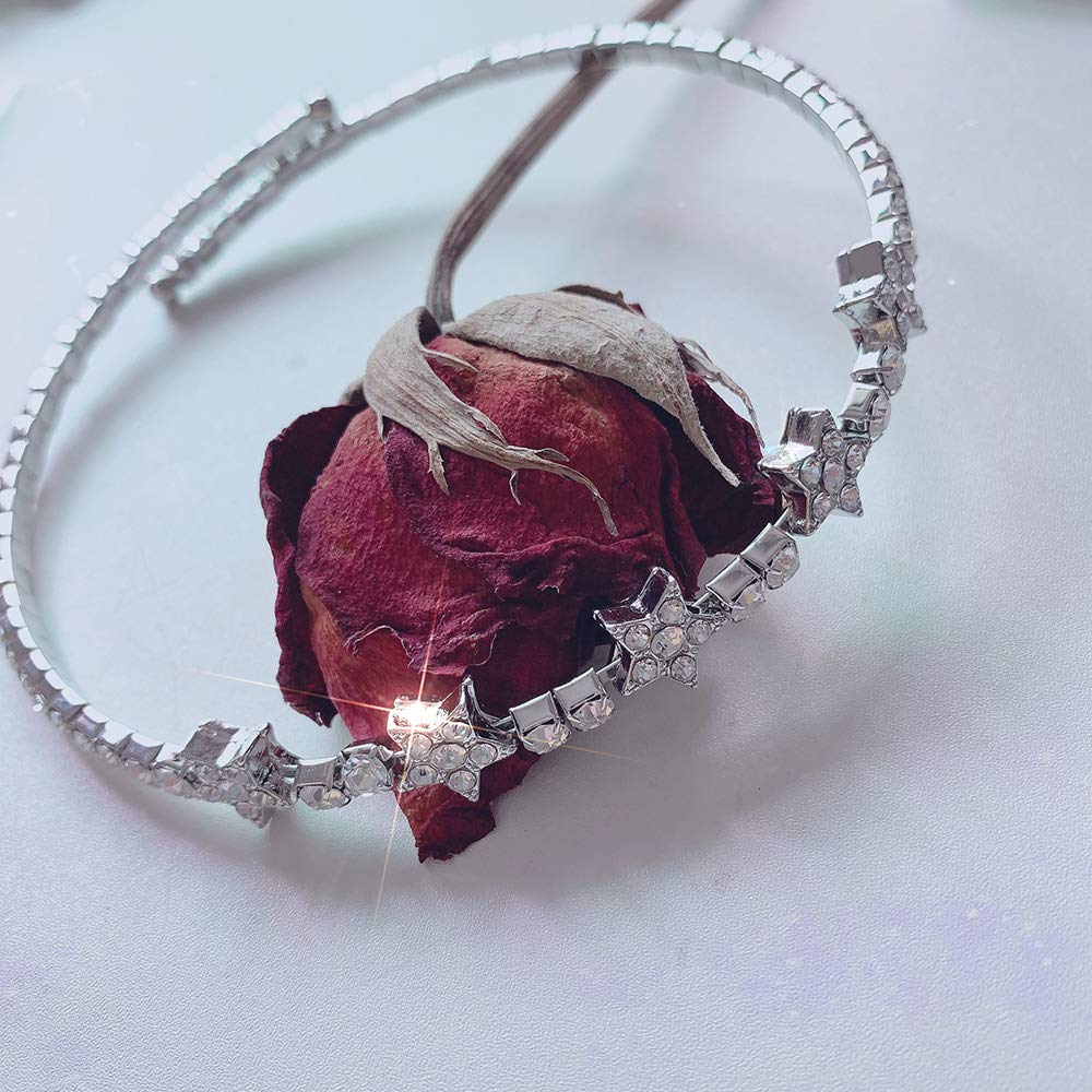 Sparkling CZ Rhinestone Choker Necklace for Women - Elegant Silver Iced Out Chain, Wedding & Party Jewelry, Fashion Gift for Her - Perfect for Prom, Date Night & Special Occasions