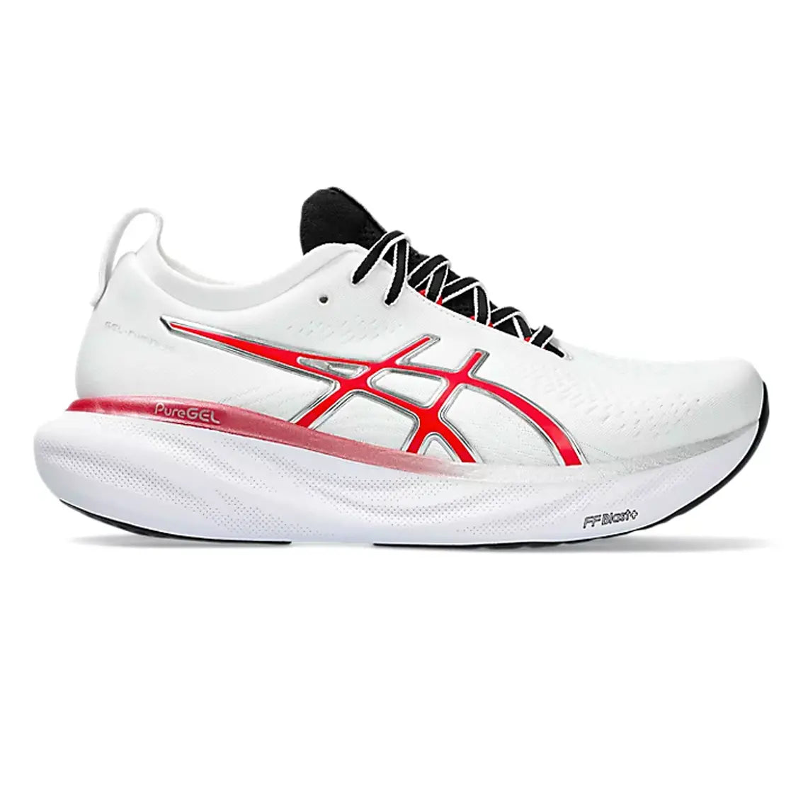 ASICS GEL-Nimbus 25 Men's Running Shoes - White/Classic Red - Anniversary Edition | Premium Cushioning for Long-Distance Running & Marathon Training