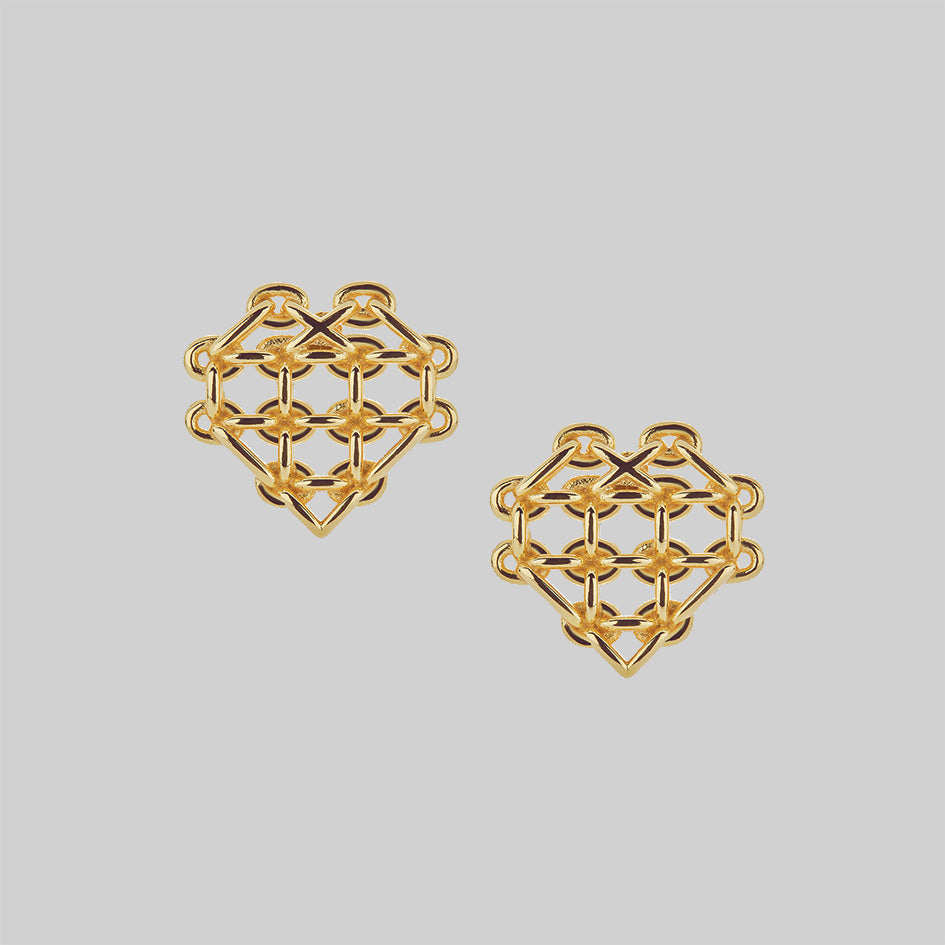 Supreme Heart Chain Earrings - 14K Gold Plated Dainty Drop Earrings for Women, Perfect for Valentine's Day Gifts, Date Night & Special Occasions