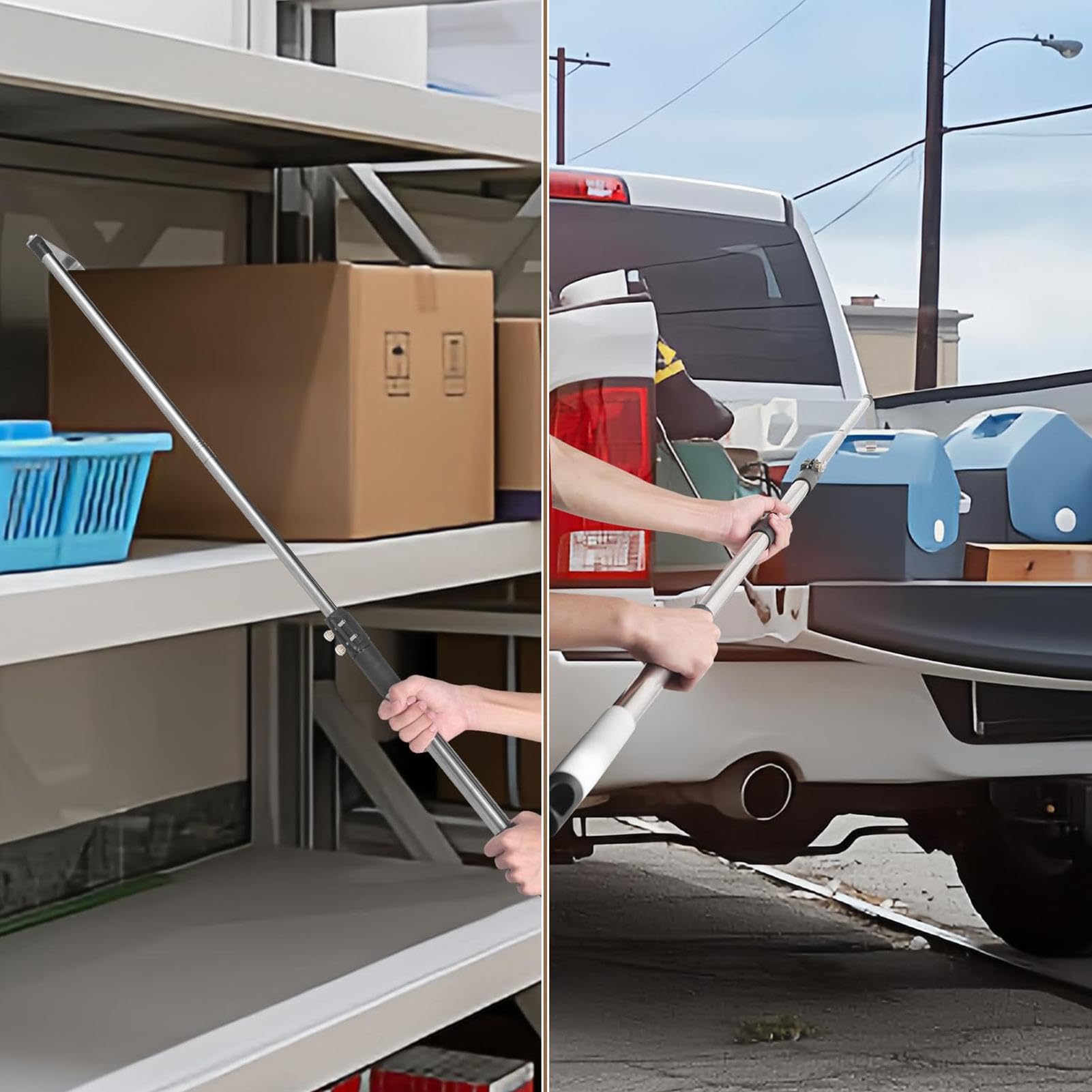 Telescoping Truck Bed Tool - Magnetic Cargo Grabber & Hook for Effortless Item Retrieval | Pickup Truck Bed Retriever | Perfect for Reaching Items in Deep Truck Beds or Tight Spaces
