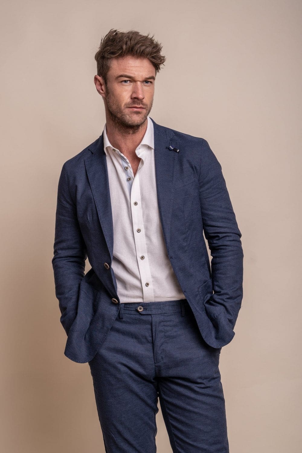 Cavani Alvari Men's Navy Blazer Slim Fit Single Breasted Business Jacket - Perfect for Office, Weddings & Formal Events