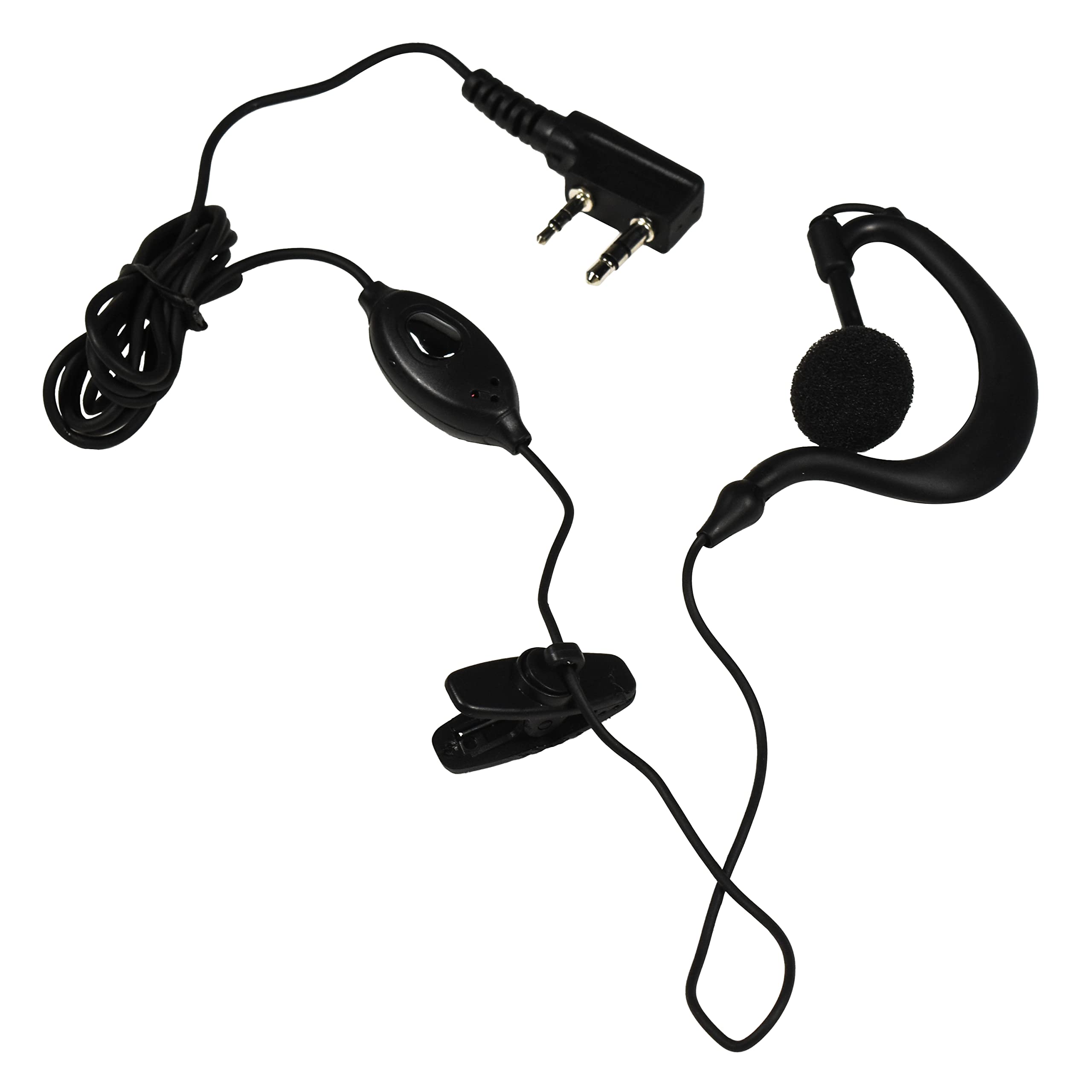 HQRP 4-Pack G Shape 2 Pin Earpiece Headset with PTT Mic - Compatible with Kenwood Pro-Talk, Pro-Power, Free-Talk, Protalk XLS, FreeTalk XLS - Ideal for Two-Way Radios, Security, Construction & Outdoor Communication