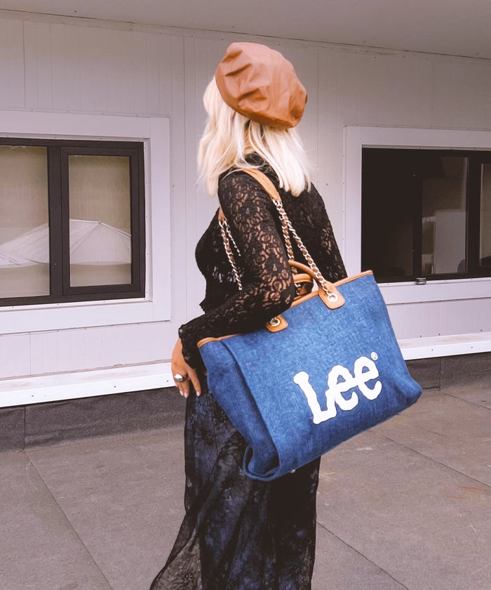 Lee Denim Canvas Tote Bag for Women - Durable Cotton Shoulder Bag - Perfect for Work, Travel & Shopping