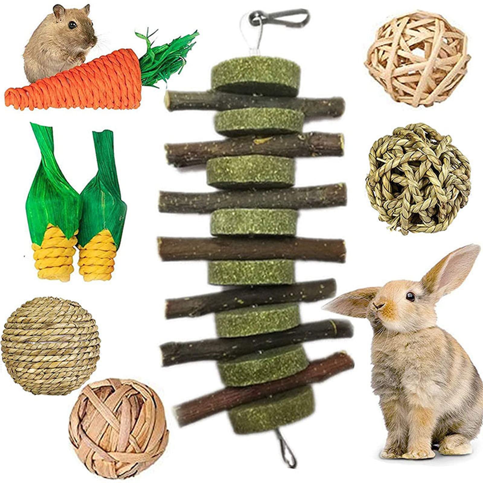 Natural Apple Wood Rabbit Tooth Chew Toys for Small Pets - Safe & Durable Rodent Chewing Sticks for Teeth Health - Perfect for Rabbits, Guinea Pigs & Hamsters (B) - Cage Accessories & Stress Relief Toys