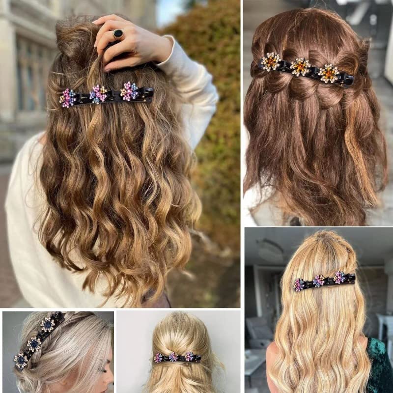 FAVELA Braided Hair Clips for Women & Girls - 4 Pack Pearl Hair Accessories with Butterfly Braid Duckbill Clips & 3 Small Clips - Perfect for School, Parties, Weddings & Everyday Styling