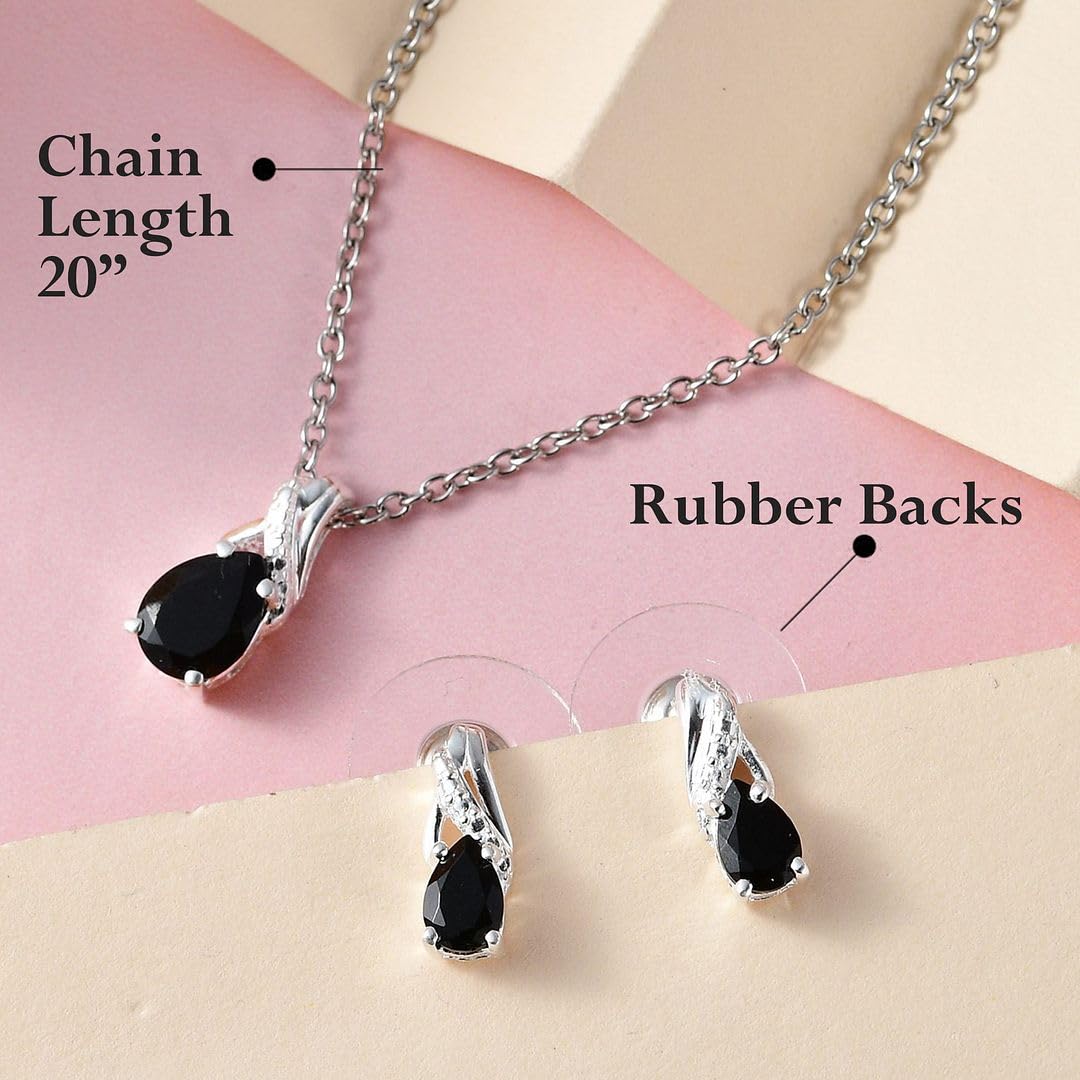 Shop LC Women's Teardrop Pendant Necklace & Dangle Earrings Set - 925 Sterling Silver Stainless Steel Jewelry for Wedding, Birthday Gifts | Elegant Costume Jewelry Set for Everyday Wear & Special Occasions