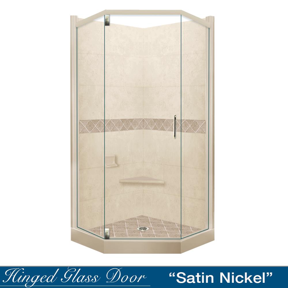 Neo Angle Desert Sand Sistine Stone & Diamond Stone Accent DIY Shower Remodel Kit with Free Shampoo Niche - Premium Bathroom Renovation Solution for Modern Homes