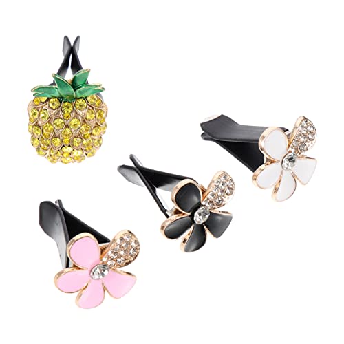EXCEART 4pcs Rhinestone Car Vent Clips - Essential Oil Diffuser & Aromatherapy Air Freshener for Vehicle, Home, Office - Decorative Fragrance Locket for Car Dashboard, Trunk & Auto Interior